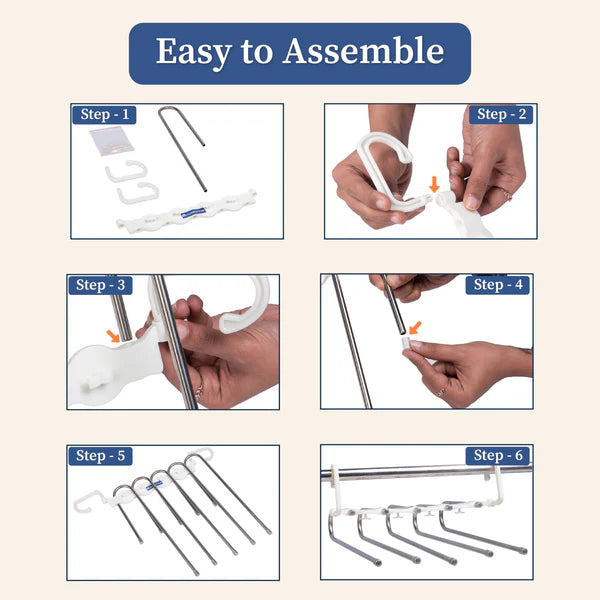 5-in-1 Stainless Steel Foldable Clothes Hanger (Pack of 2)| Wardrobe Space Saver & Organizer
