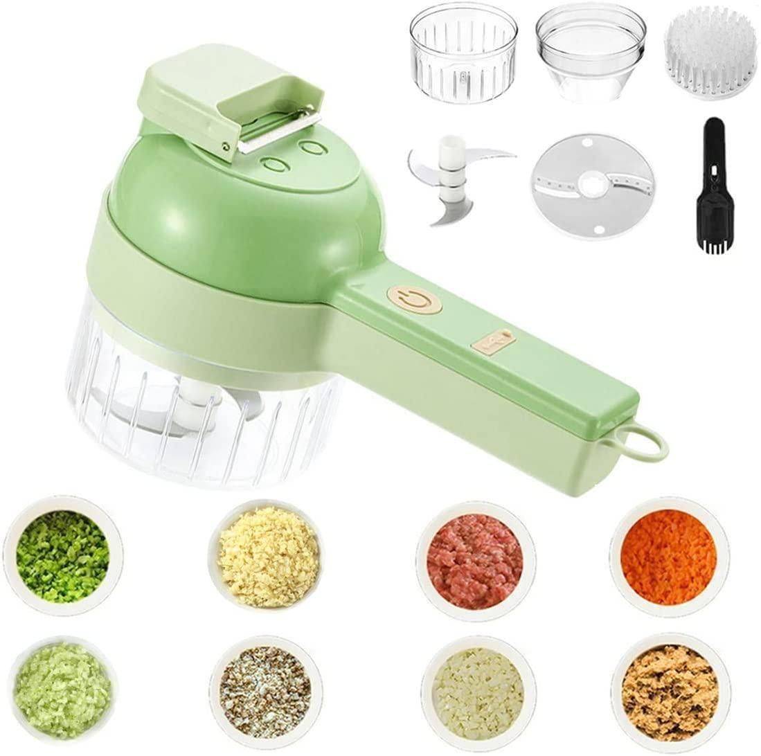 4-in-1 Portable Electric Vegetable Cutter Set | Wireless Slicer, Chopper & Peeler (USB Rechargeable)