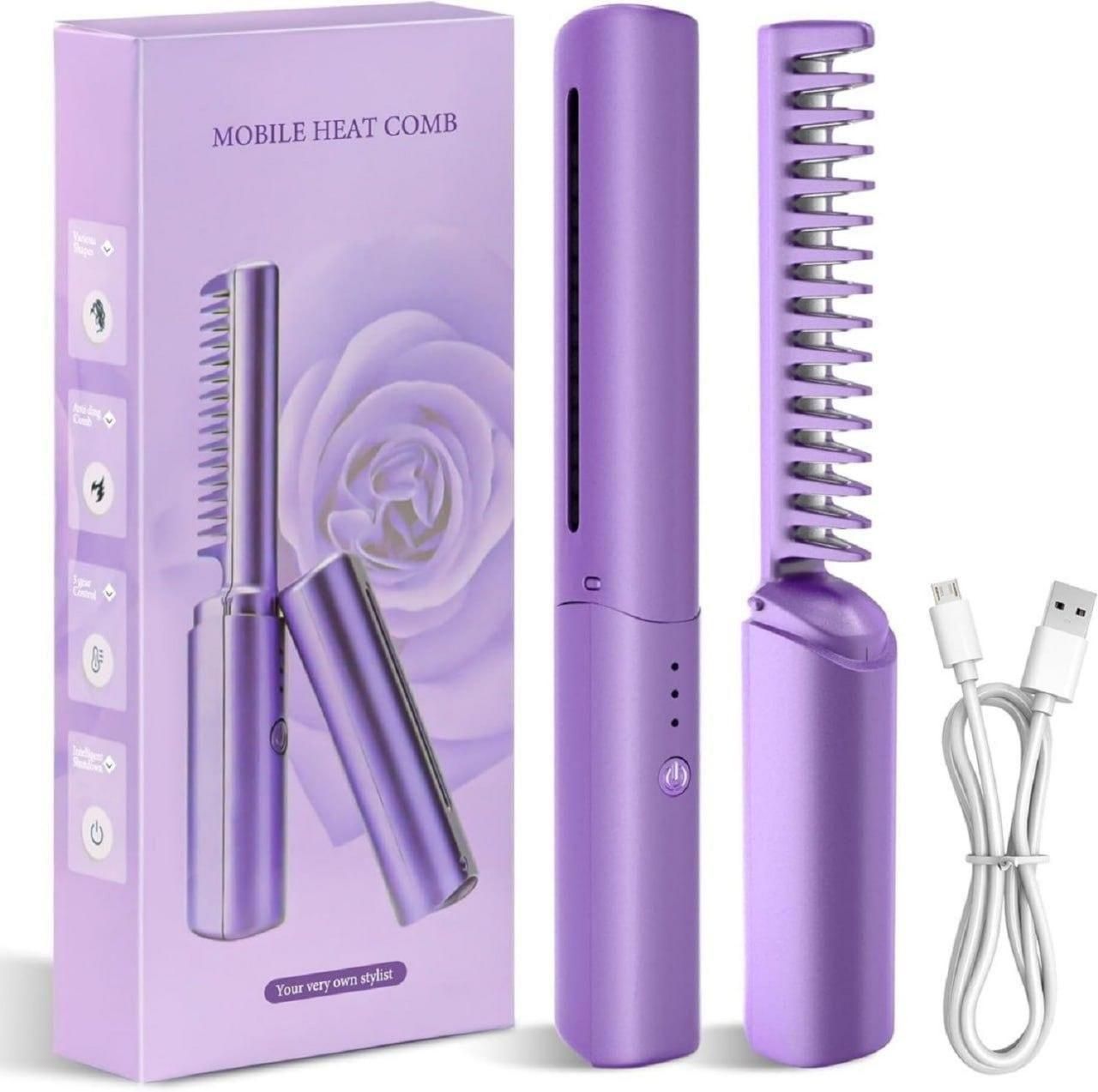 2-in-1 Rechargeable Mini Hair Straightener & Hot Comb – Your Pocket Salon