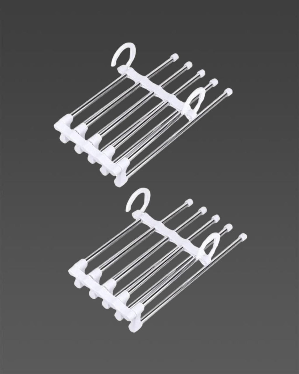 5-in-1 Stainless Steel Foldable Clothes Hanger (Pack of 2)| Wardrobe Space Saver & Organizer
