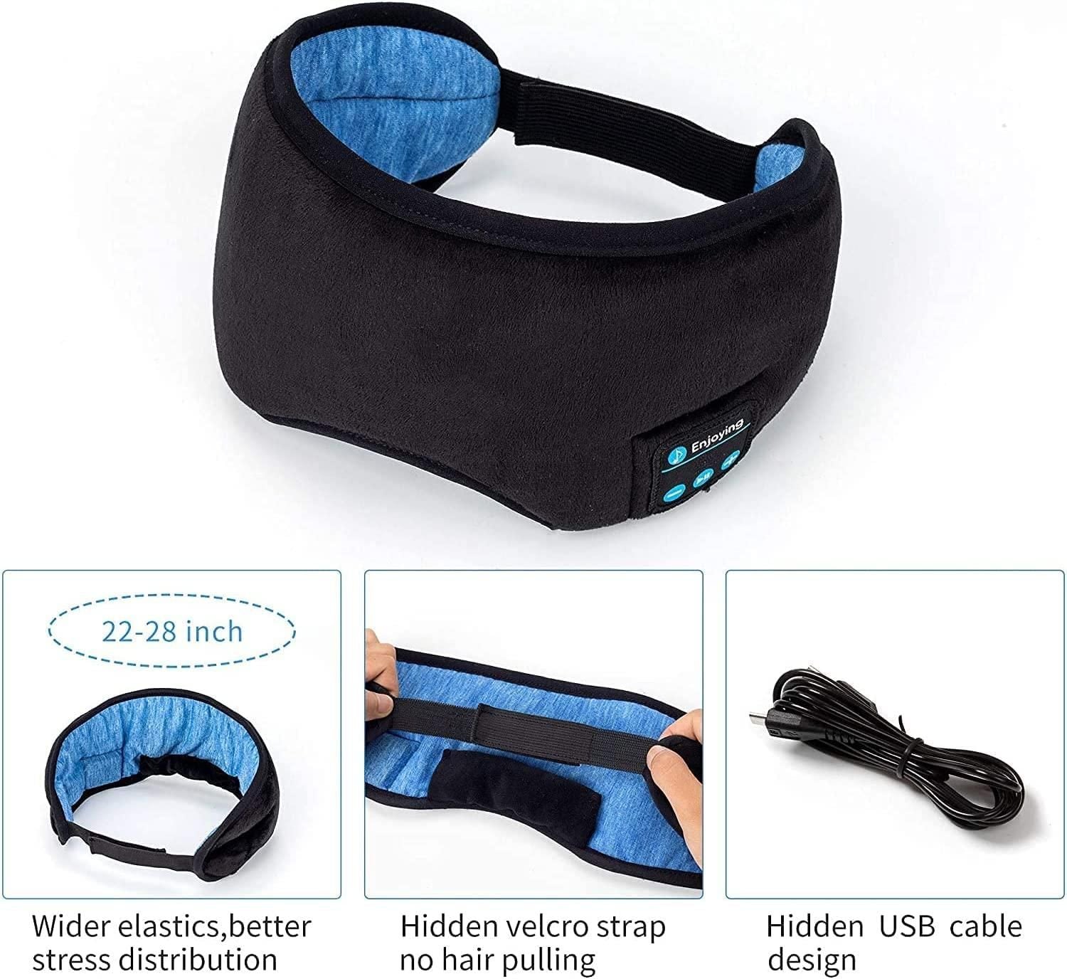 Wireless Bluetooth Eye Mask with Headphones - 100% Light Block & Ultra-Thin Speakers