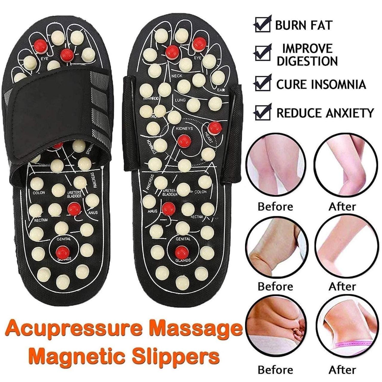 Acupressure Magnetic Therapy Massage Slippers (Paduka) With Adjustable Fit - Natural Pain Relief & Blood Circulation Booster (Men & Women)