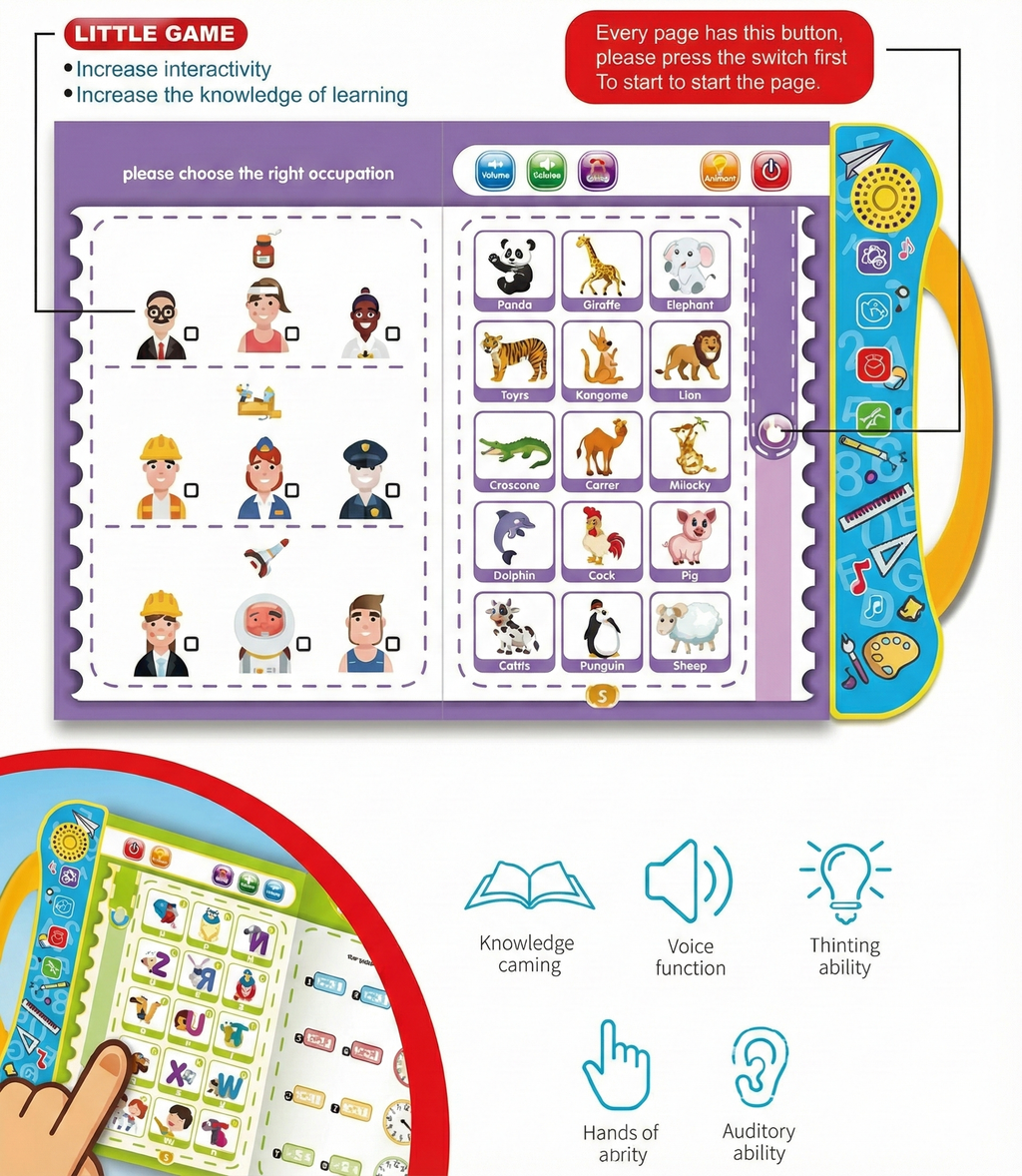 Smart Phonetic Learning E-Book with Sound | Interactive English Educational Sound Toy for Toddlers (Ages 2+)