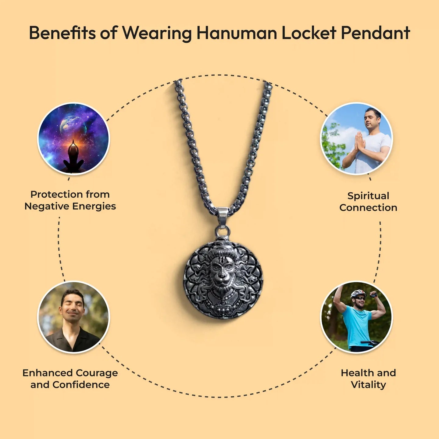 Hanuman Ji Pendant Oxodaised Silver Chain | Hanuman Ji Locket | Spiritual Jewelry
