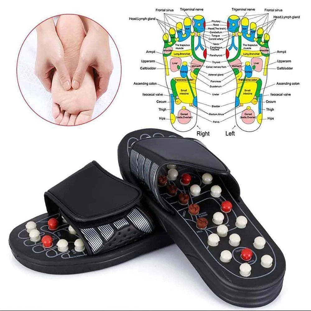 Acupressure Magnetic Therapy Massage Slippers (Paduka) With Adjustable Fit - Natural Pain Relief & Blood Circulation Booster (Men & Women)