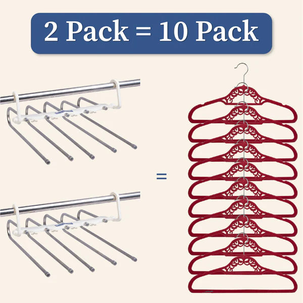5-in-1 Stainless Steel Foldable Clothes Hanger (Pack of 2)| Wardrobe Space Saver & Organizer
